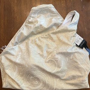 12 Ralph Lauren golden paisley pattern one shoulder one piece bathing suit